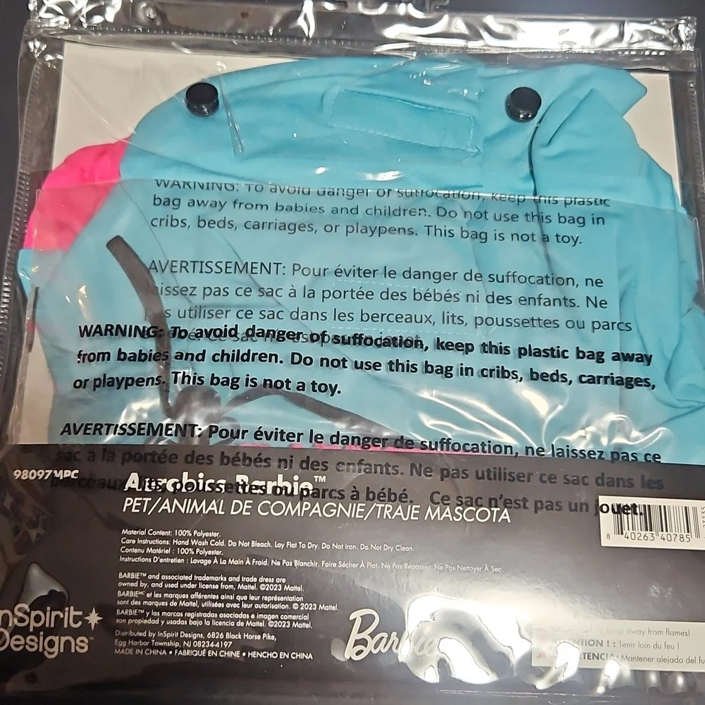 *HP* BARBIE AEROBICS BARBIE PET COSTUME: NEW WITH TAGS: SIZE MEDIUM (18-28 LBS)